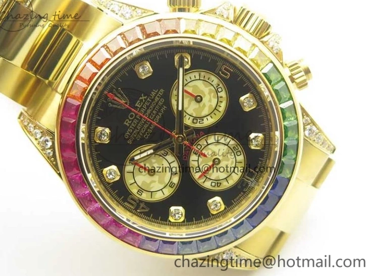 Edition Crystal Best BLF Bracelet on Black Dial YG YG Rainbow Daytona A4130 116589RBOW 0316